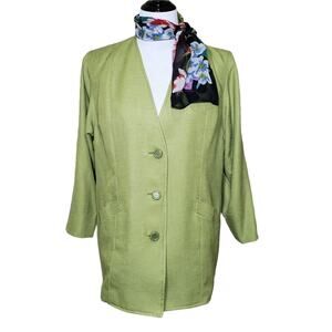 Vintage Blazer Green Collarless 80s